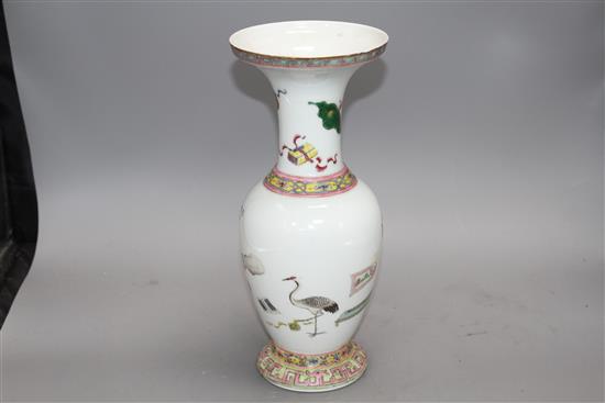 A Chinese famille rose vase, Qianlong mark, possibly Republic period, H. 31.3cm